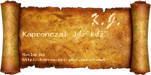 Kapronczai Jákó névjegykártya